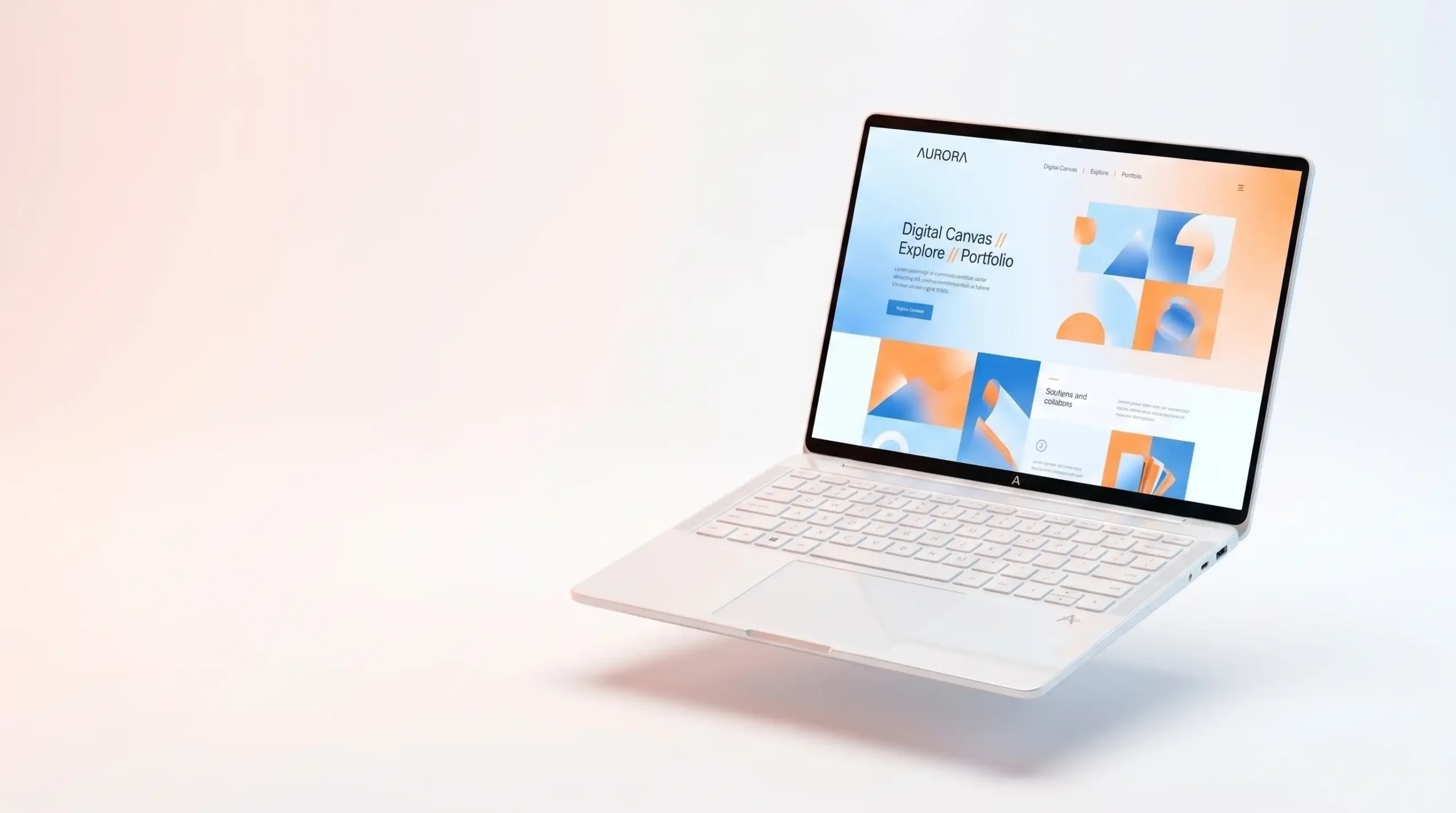 Minimalist 3D laptop illustration representing Norex Studio's web design services