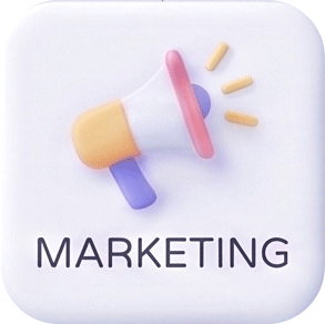 3D digital marketing services card featuring a megaphone icon